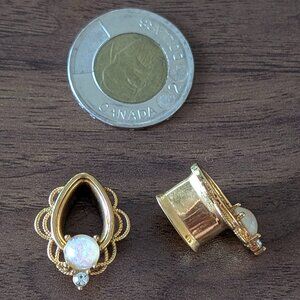 Gold Stainless Steel ½” Tunnels with Double Flare and Opal+Diamond Detail